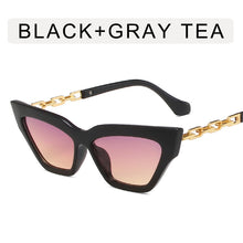 Load image into Gallery viewer, Alloy Chain Leg Cat Eye Sunglasses For Women  Brand White Black Gradient Small Square Sun Glasses Female Sexy Shades