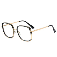 Load image into Gallery viewer, Anti-Blue Glasses Women Metal Glasses Frame Black Square Flat Mirror Spring Temples Vintage Eyewear