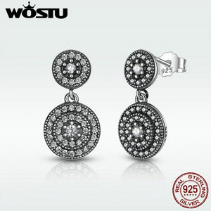New Arrival 100% 925 Sterling Silver Vintage Radiant Elegance Drop Earrings Clear CZ For Women Luxury Authentic Original Jewelry