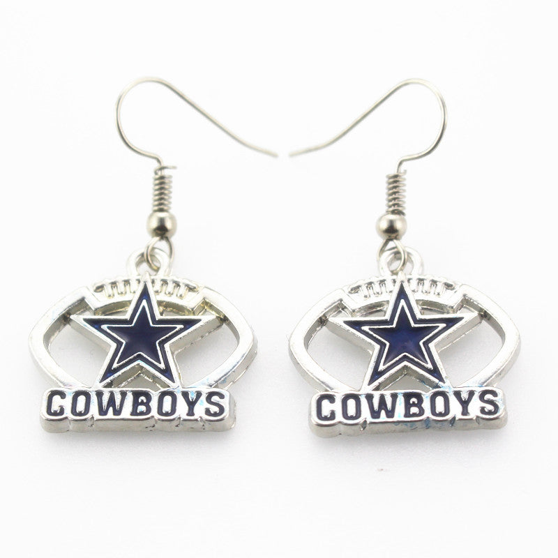 New Arrival 6 pair/lot USA Dallas Cowboys Football Earring Team Sports Long ear hook Drop Earrings for Women Fans