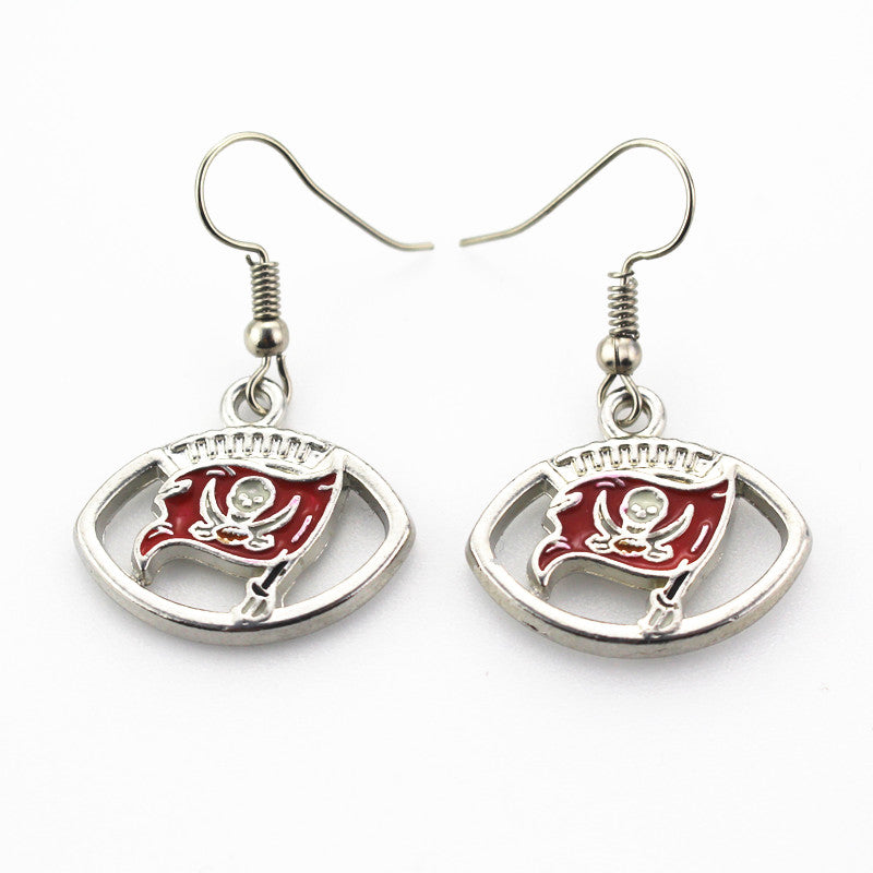 New Arrival 6 pair/lot USA Tampa B Buccaneers Football Earring Team Sports Long ear hook Drop Earrings for Women Jewelry