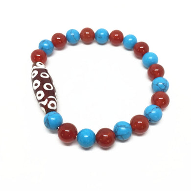 Nuovo arrivo Bracciale in agata 21 occhi Perline Dzi Amuleto Perline in agata rossa Bracciale tibetano con perline Dzi Porta fortunato 
