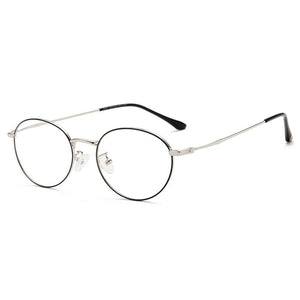 Anti-blue Light Goggles Metal Frame Glasses Myopia Eyewear Oval Optical Eyeglasses with Spring Hinges Unisex