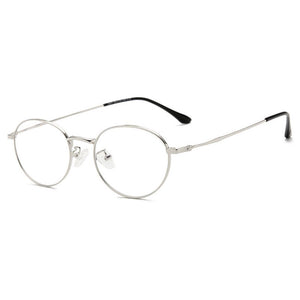 Anti-blue Light Goggles Metal Frame Glasses Myopia Eyewear Oval Optical Eyeglasses with Spring Hinges Unisex
