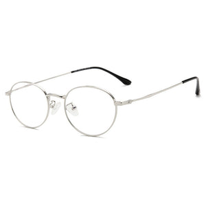 Anti-blue Light Goggles Metal Frame Glasses Myopia Eyewear Oval Optical Eyeglasses with Spring Hinges Unisex