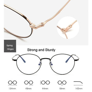 Anti-blue Light Goggles Metal Frame Glasses Myopia Eyewear Oval Optical Eyeglasses with Spring Hinges Unisex
