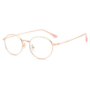 Anti-blue Light Goggles Metal Frame Glasses Myopia Eyewear Oval Optical Eyeglasses with Spring Hinges Unisex
