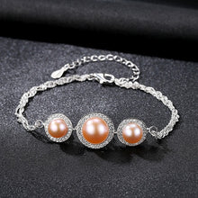 Carica l'immagine nel visualizzatore di Gallery, New Arrival Classic Charm Round 925 Sterling Silver Bracelet with 3pcs Natural Pearls Fine Jewelry Hot001