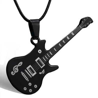 New Arrival Co Men's Stainless Steel Guitar Shape Musical Note Pendant Necklace Jewelry