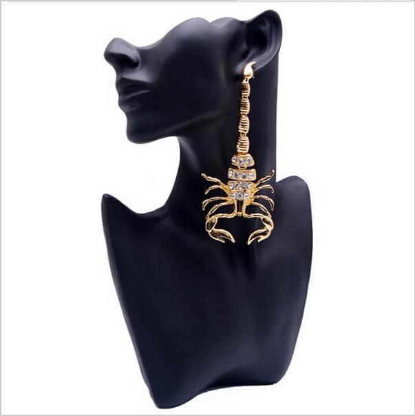 New Arrival Exaggerated Long Dangle Earrings Scorpion Pendants with Shiny Crystal Drop Earring Fashion jewelry ER038