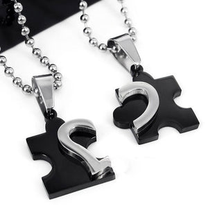 New Arrival Fashion Designed Stainless Steel Love Heart Puzzle Lover's Couple Pendant Necklace CP Necklace 5BKL