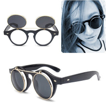 Load image into Gallery viewer, Steampunk Goth Goggles Glasses Retro Flip Up Round Sunglasses Vintage DSA