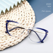 Load image into Gallery viewer, Alloy Frame Eyeglasses Myopia Eyewear with Spring Hinges Anti Blue Ray Cat-Eye Unisex