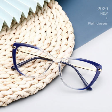 Alloy Frame Eyeglasses Myopia Eyewear with Spring Hinges Anti Blue Ray Cat-Eye Unisex