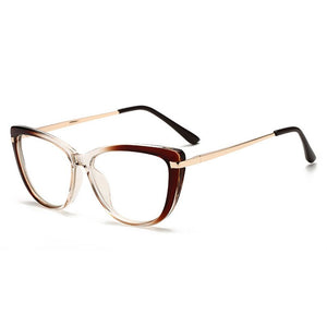 Alloy Frame Eyeglasses Myopia Eyewear with Spring Hinges Anti Blue Ray Cat-Eye Unisex
