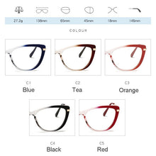 Load image into Gallery viewer, Alloy Frame Eyeglasses Myopia Eyewear with Spring Hinges Anti Blue Ray Cat-Eye Unisex