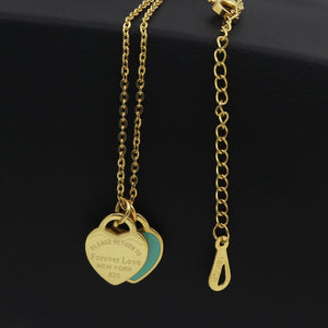 New Arrival Love Double Heart Enamel Ladie FOREVER LOVE Stainless Steel Necklace Drift Bottles Jewelry Wholesale Gift For Women