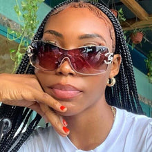 Carica l&#39;immagine nel visualizzatore di Gallery, Oversized Diamond Drcro Sunglasses 2023 Brand Designer One Pieces Sunglasses Women Metal Sunglasses Large Frame