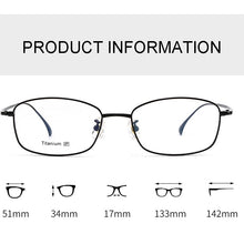 Load image into Gallery viewer, Pure Titanium Frame Eyewear Men and Women Style Full Rim Rectangle Spectacles with Spring Hinges