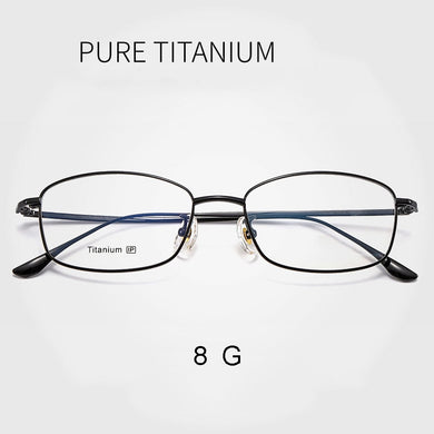 Pure Titanium Frame Eyewear Men and Women Style Full Rim Rectangle Spectacles with Spring Hinges