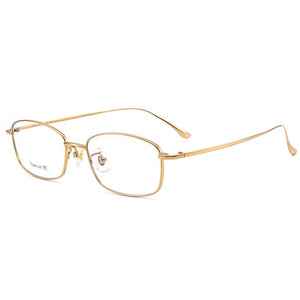 Pure Titanium Frame Eyewear Men and Women Style Full Rim Rectangle Spectacles with Spring Hinges