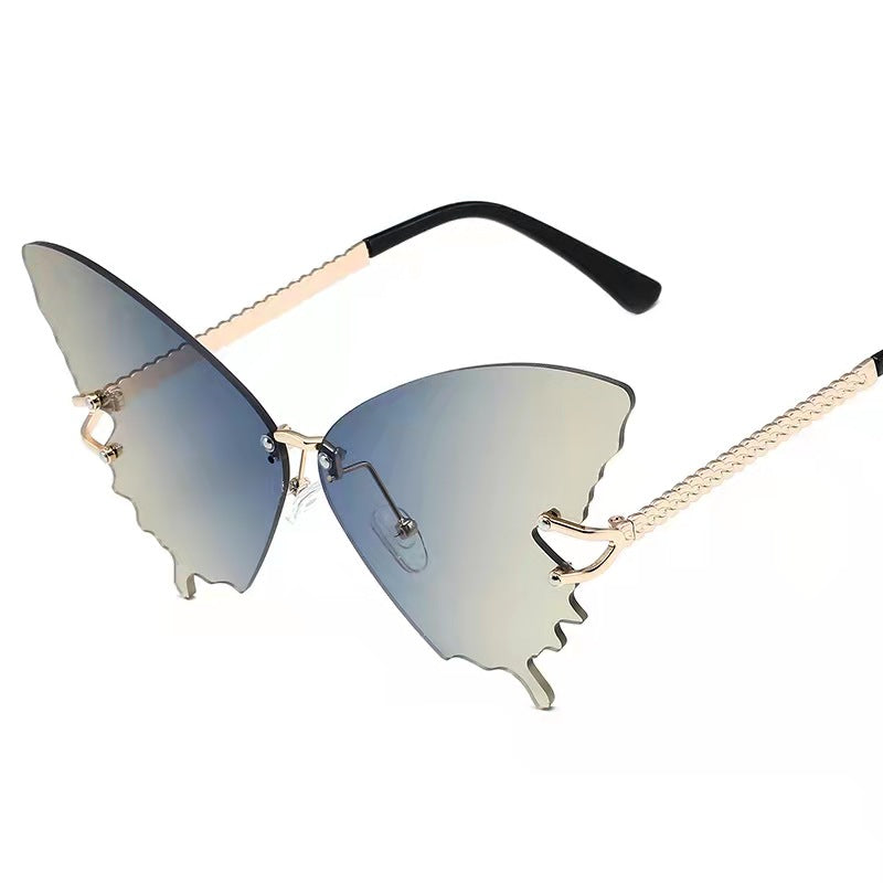 s Butterfly Rimless Sunglasses For Women And Man Progressive Shade Trend And Classical All Matching Sunglass