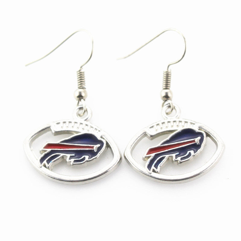 New Arrive 6 pair/lot USA Buffalo Bills Football Earring Team Sports Long ear hook Drop Earrings for Women Fans