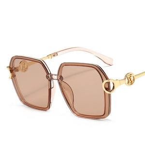 Arrived Metal Frame Sunglasses For Women  Gradient Len Glasses Oversized Square Travel Sun Glasses UV400