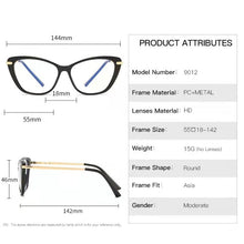 Load image into Gallery viewer, BLue Light Block Eyeglasses Woman Cat-Eye Optical Eyewear Full Rim Plastic Front Frame Rim and Alloy Temple Arms