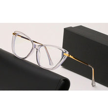 Load image into Gallery viewer, BLue Light Block Eyeglasses Woman Cat-Eye Optical Eyewear Full Rim Plastic Front Frame Rim and Alloy Temple Arms