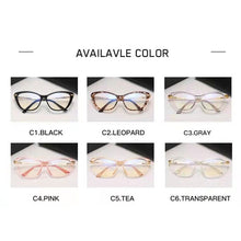 Load image into Gallery viewer, BLue Light Block Eyeglasses Woman Cat-Eye Optical Eyewear Full Rim Plastic Front Frame Rim and Alloy Temple Arms