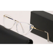 Load image into Gallery viewer, BLue Light Block Eyeglasses Woman Cat-Eye Optical Eyewear Full Rim Plastic Front Frame Rim and Alloy Temple Arms