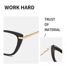 Load image into Gallery viewer, BLue Light Block Eyeglasses Woman Cat-Eye Optical Eyewear Full Rim Plastic Front Frame Rim and Alloy Temple Arms