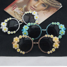 Load image into Gallery viewer, Baroque Designer Women Girls Rhinestone Crystal Sunglasses Retro Decor Floral Flower Sunglasses Summer Beach Glasses