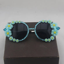 Load image into Gallery viewer, Baroque Designer Women Girls Rhinestone Crystal Sunglasses Retro Decor Floral Flower Sunglasses Summer Beach Glasses