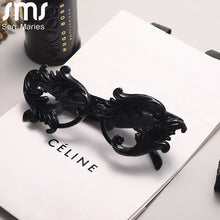 Carica l&#39;immagine nel visualizzatore di Gallery, Baroque Sunglass  Floral Frames Women Cat Eye Black Shades Clear Lens Handmade Ladies Eyewear