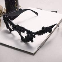 Load image into Gallery viewer, Baroque Sunglass  Floral Frames Women Cat Eye Black Shades Clear Lens Handmade Ladies Eyewear