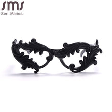 Carica l&#39;immagine nel visualizzatore di Gallery, Baroque Sunglass  Floral Frames Women Cat Eye Black Shades Clear Lens Handmade Ladies Eyewear