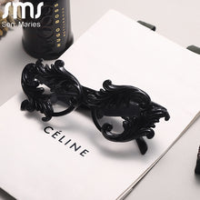 Load image into Gallery viewer, Baroque Sunglass  Floral Frames Women Cat Eye Black Shades Clear Lens Handmade Ladies Eyewear