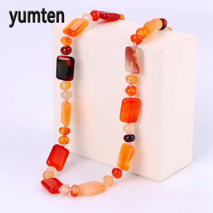 New Beautiful Necklace Stone Jewelry For Women Square Charms Agate Made Gemstone Jewellery Female Best Gifts Colar Da Amizade