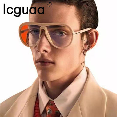 Big Frame Oversized Round Vintage Glasses Men  Brand Desinger Female Sunglasses Trendy Shades UV400 Google