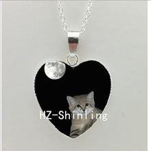 Load image into Gallery viewer, New Black Cat and Moon Heart Necklace Animal with Moon Heart Pendant Jewelry Women Heart Shaped Necklace HZ3