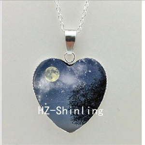 New Black Cat and Moon Heart Necklace Animal with Moon Heart Pendant Jewelry Women Heart Shaped Necklace HZ3
