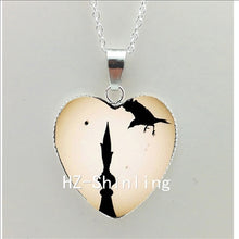 Load image into Gallery viewer, New Black Cat and Moon Heart Necklace Animal with Moon Heart Pendant Jewelry Women Heart Shaped Necklace HZ3