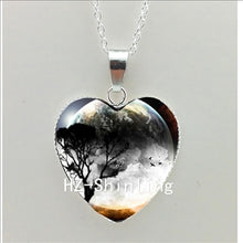 Load image into Gallery viewer, New Black Cat and Moon Heart Necklace Animal with Moon Heart Pendant Jewelry Women Heart Shaped Necklace HZ3