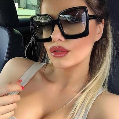 Black Gradient Square Sunglasses Women Oversized Sun Glasses Female Brand Design Mirror Oculos De Sol UV400