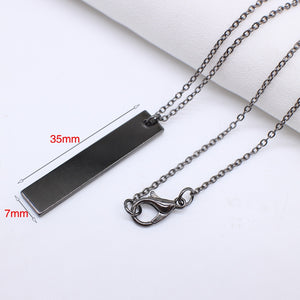 New Black Rectangle Pendant Necklace Men Trendy Simple Stainless Steel Men's necklace collana Kolye Bijoux Collar collier homme
