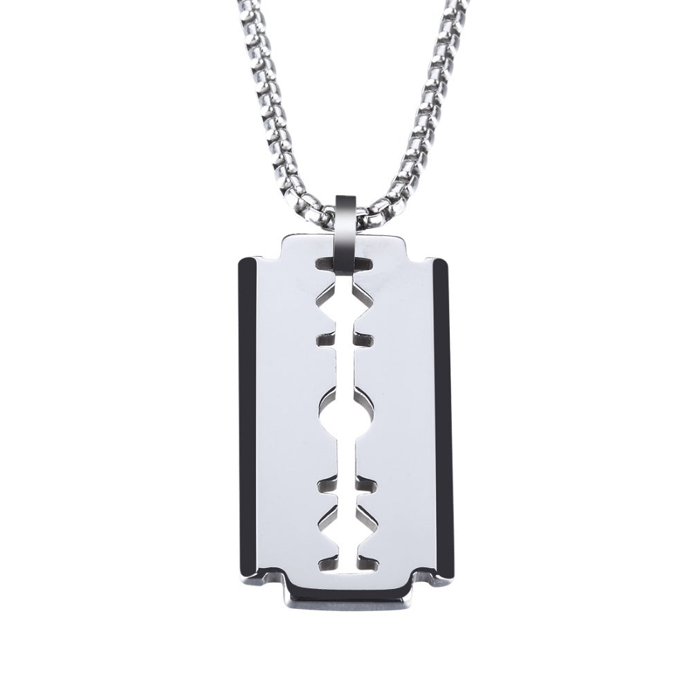 New Blade design High Polish Tungsten Carbide Pendant Necklace for Man Women Rope Co Boys Girls Punk Style Christmas Gift