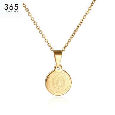 New Body Coin Necklace Gold Chain Men Pendant Necklace Round Stainless Steel Brand Jewelry For Women