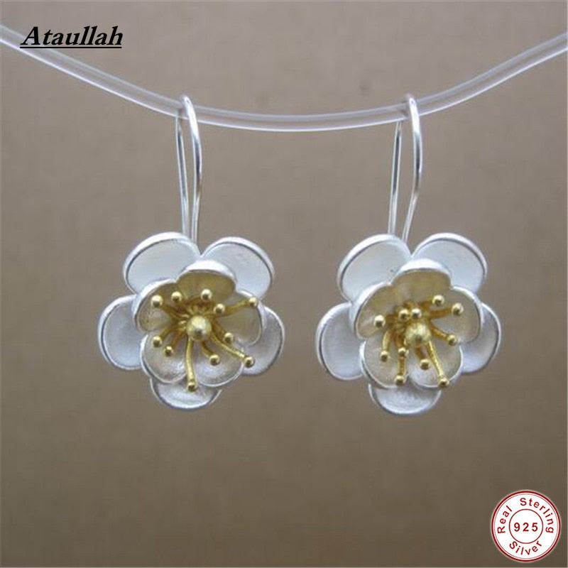 New Bohemia 925 Sterling Silver Earrings Sunflower Stud Earrings For Women Fine Jewelry Brand EWS304